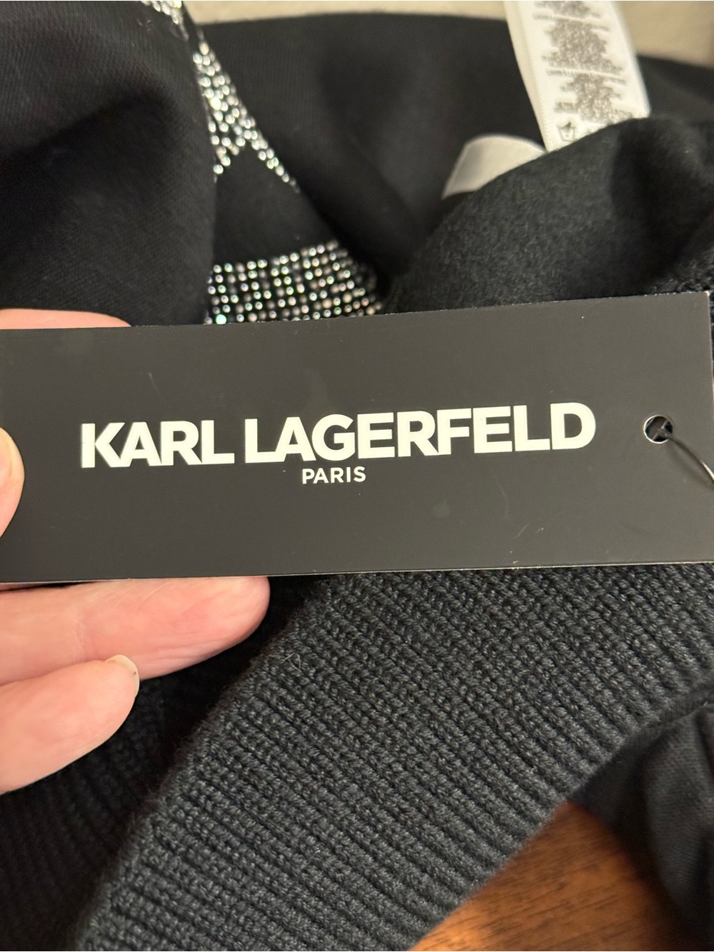 NWT Karl Lagerfeld Paris Rhinestone Eiffel Tower Sweatshirt Black M Oversized - Picture 10 of 12